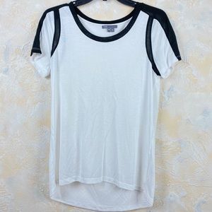 Vince‎ Sheer Knit Shirt Top Contrast Trim 51